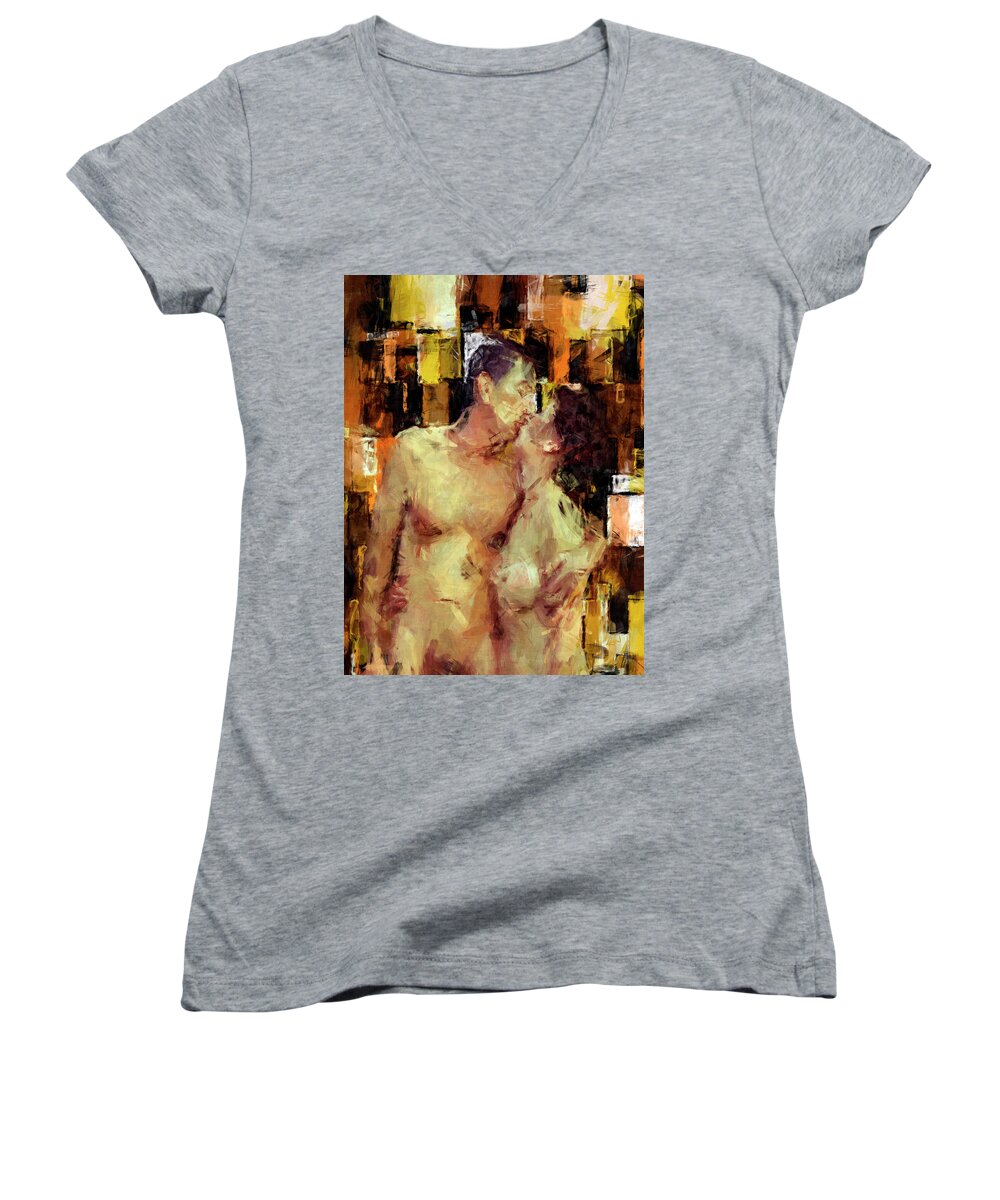 Nude Women's V-Neck featuring the photograph You're The One by Kurt Van Wagner