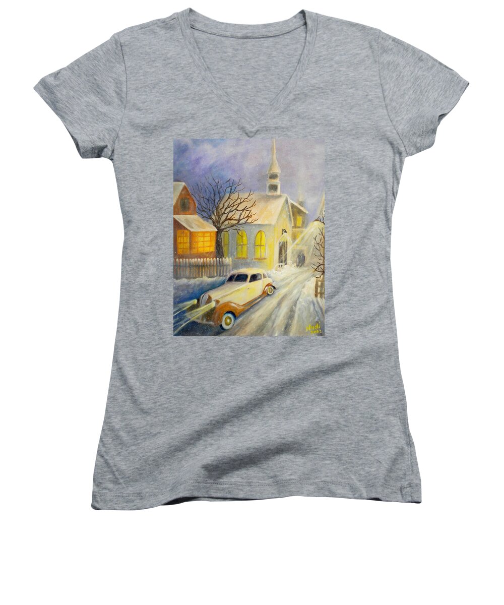 Classic Car Women's V-Neck featuring the photograph Going Home #1 by Renate Wesley