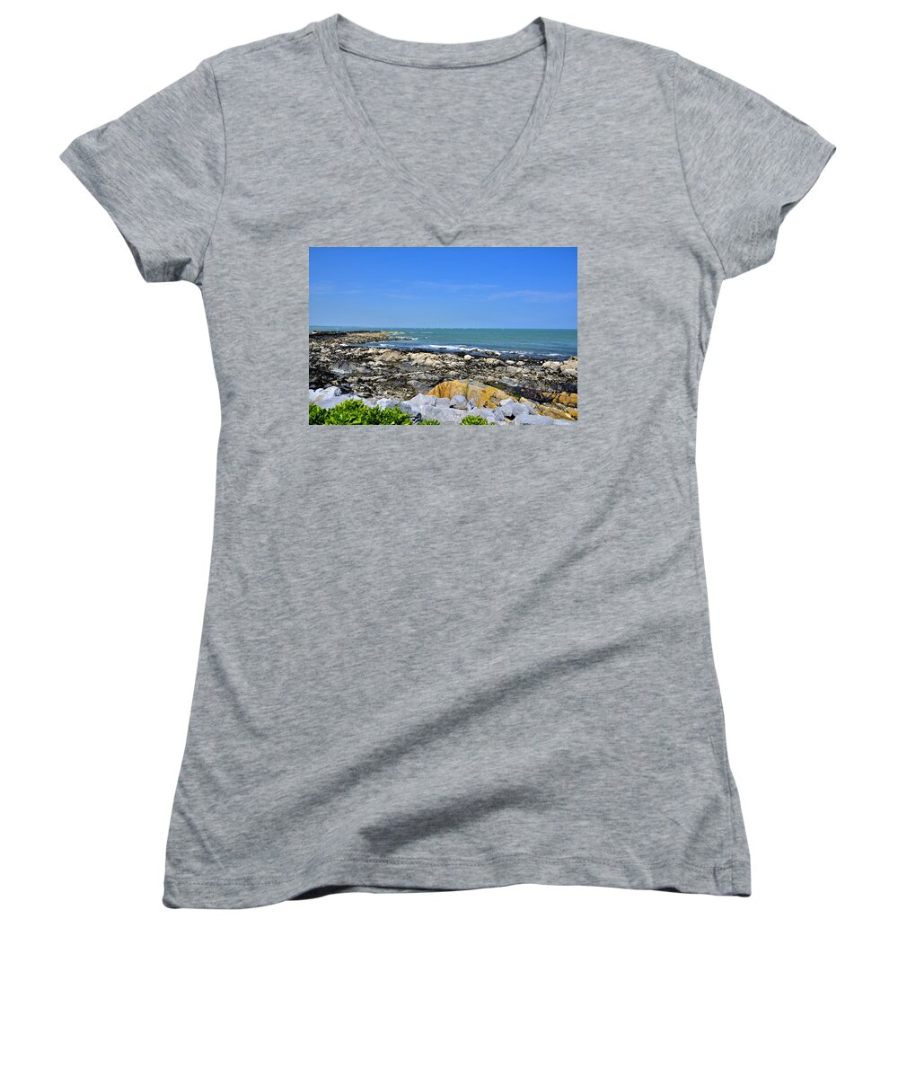 Ocean Women's V-Neck featuring the photograph A Blue Skerries Sky by Martina Fagan