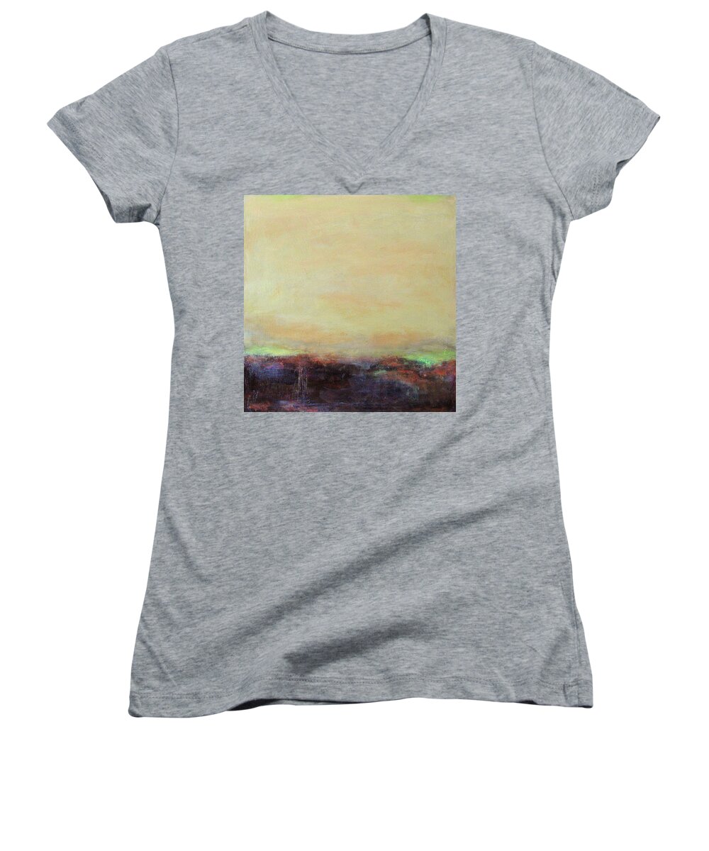 Landscape Women's V-Neck featuring the Abstract Landscape - Rose Hills by Kathleen Grace