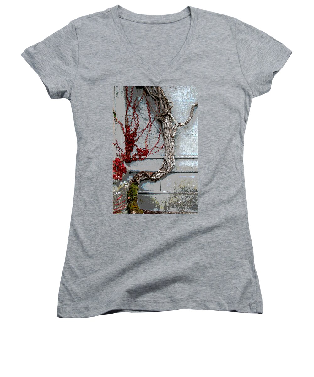Castle Women's V-Neck featuring the photograph Adare Ivy by Norma Brock