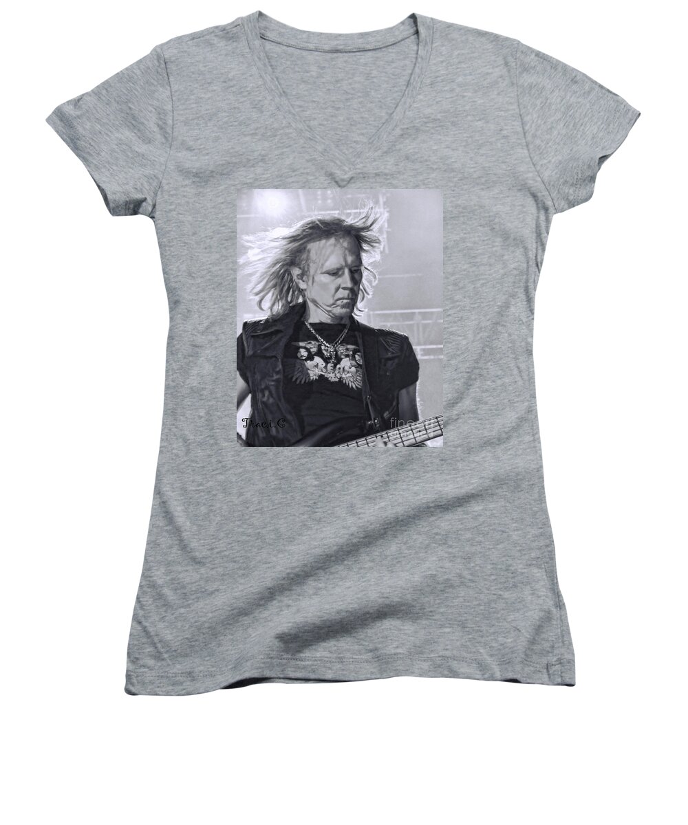 Steven Tyler Women's V-Neck featuring the photograph Aerosmith by Traci Cottingham