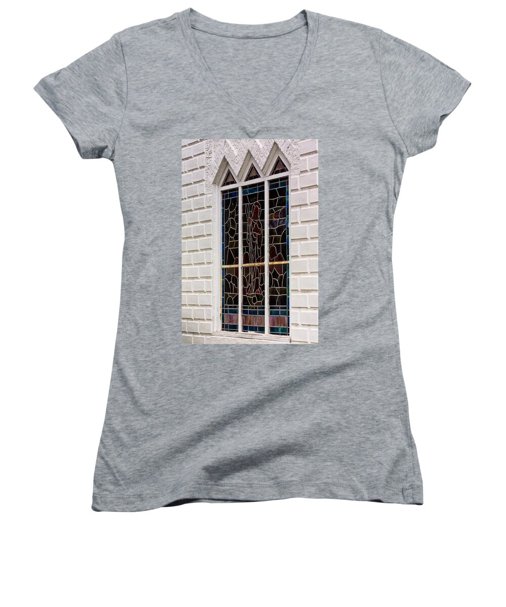 Architectural Features Women's V-Neck featuring the photograph Art in Glass by Ed Gleichman
