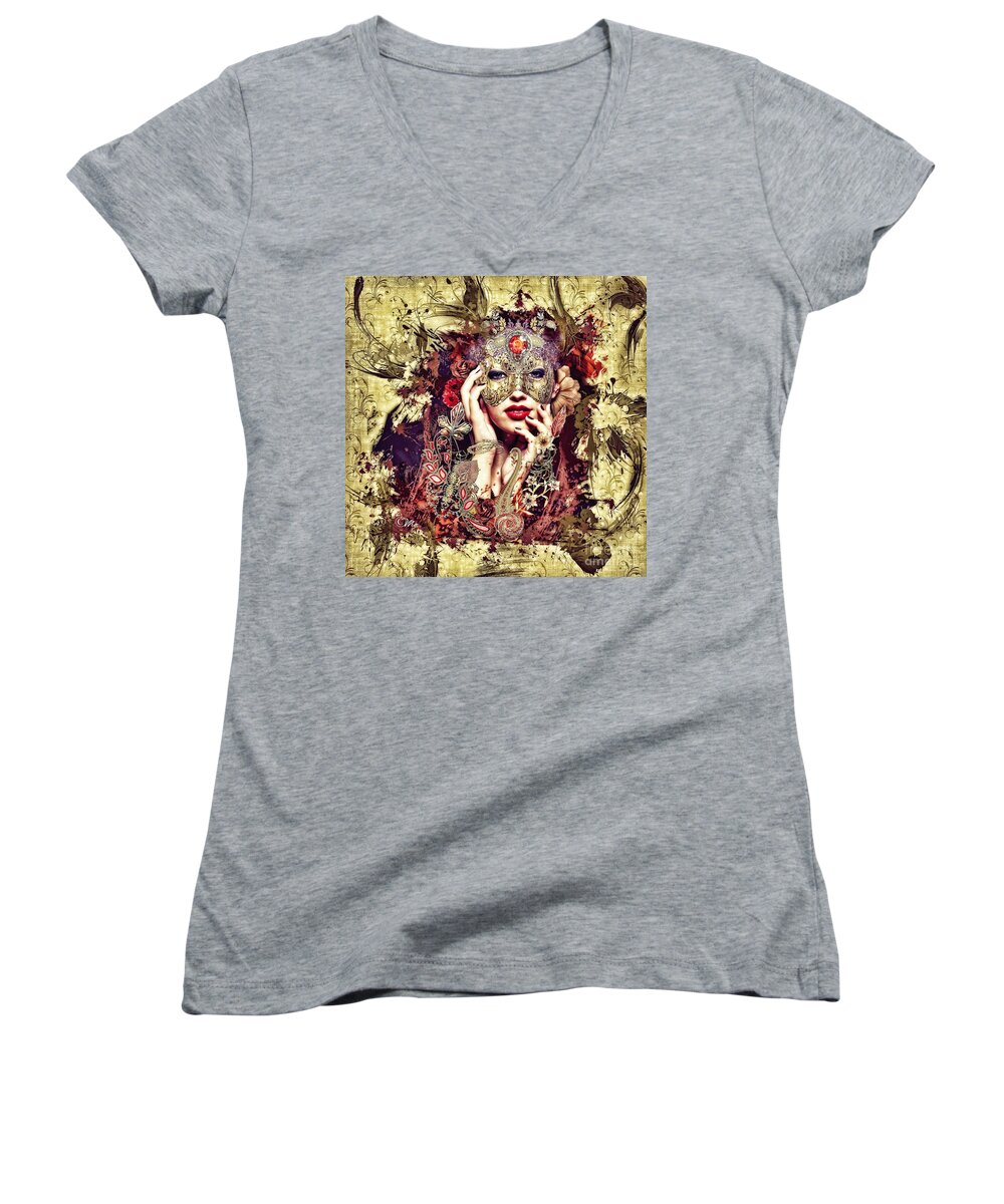 Autumn Women's V-Neck featuring the digital art Autumn by Mo T