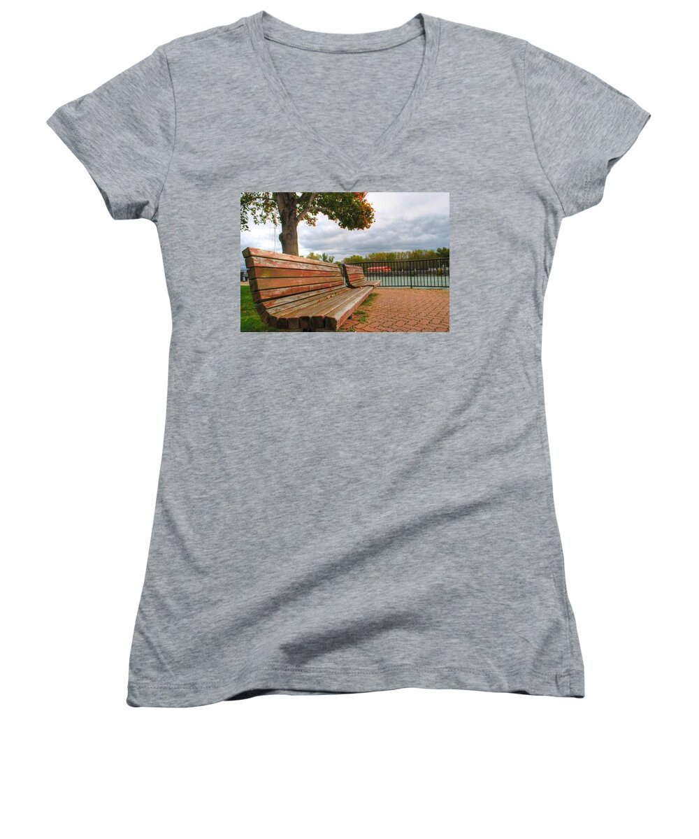  Women's V-Neck featuring the photograph Awaiting by Michael Frank Jr