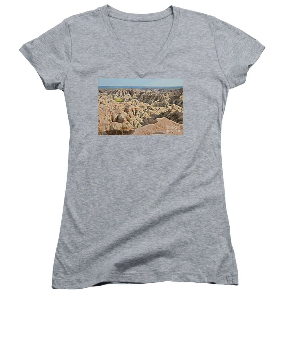 Badlands National Park Women's V-Neck featuring the photograph Badlands by Cassie Marie Photography