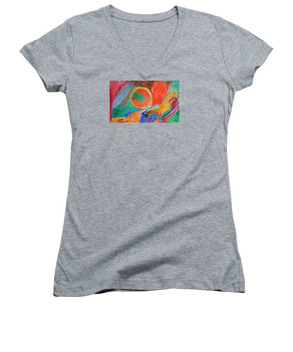Abstract Art Women's V-Neck featuring the painting Before Conception by Francine Frank