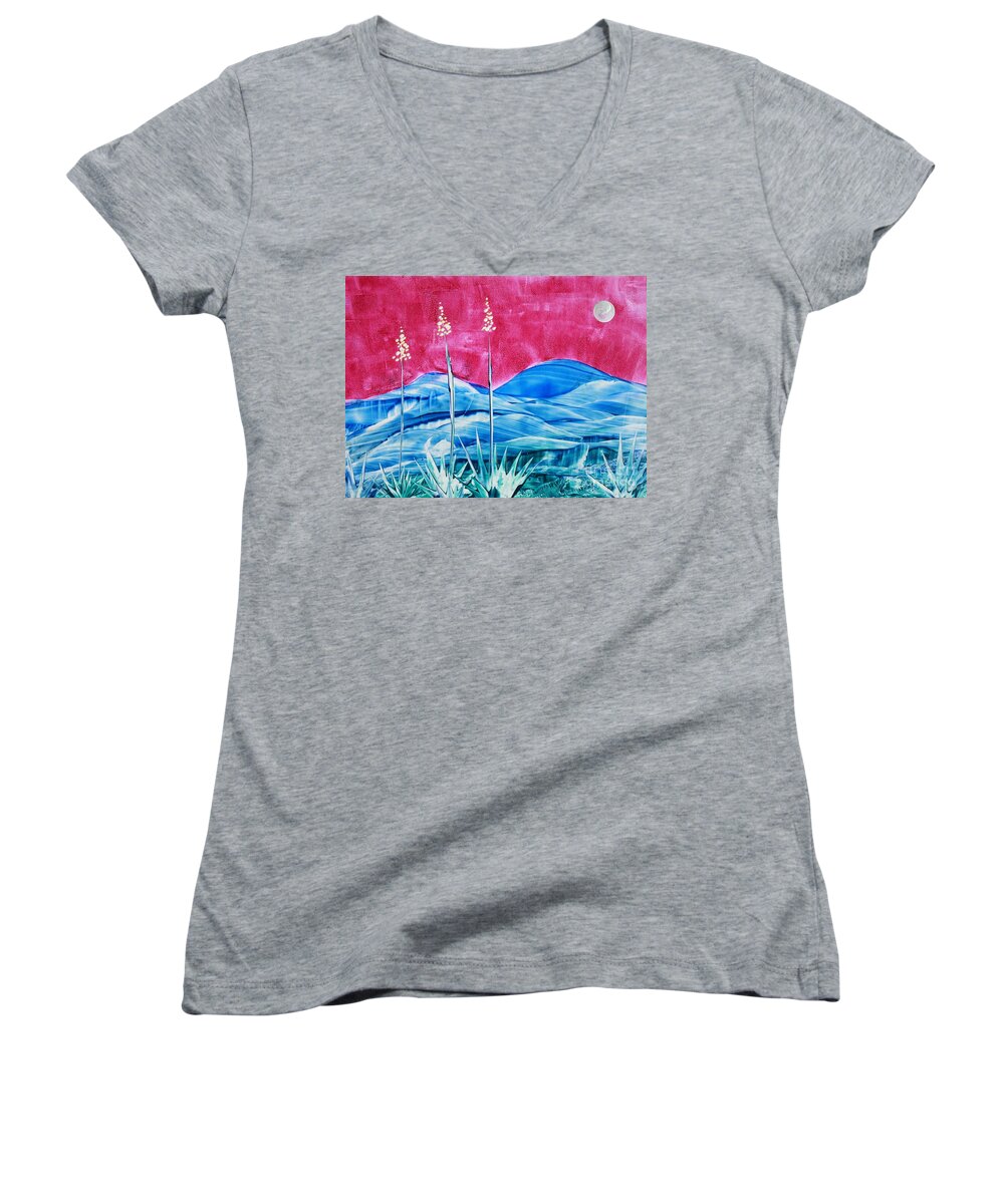 Encaustic Women's V-Neck featuring the painting Bisbee by Melinda Etzold
