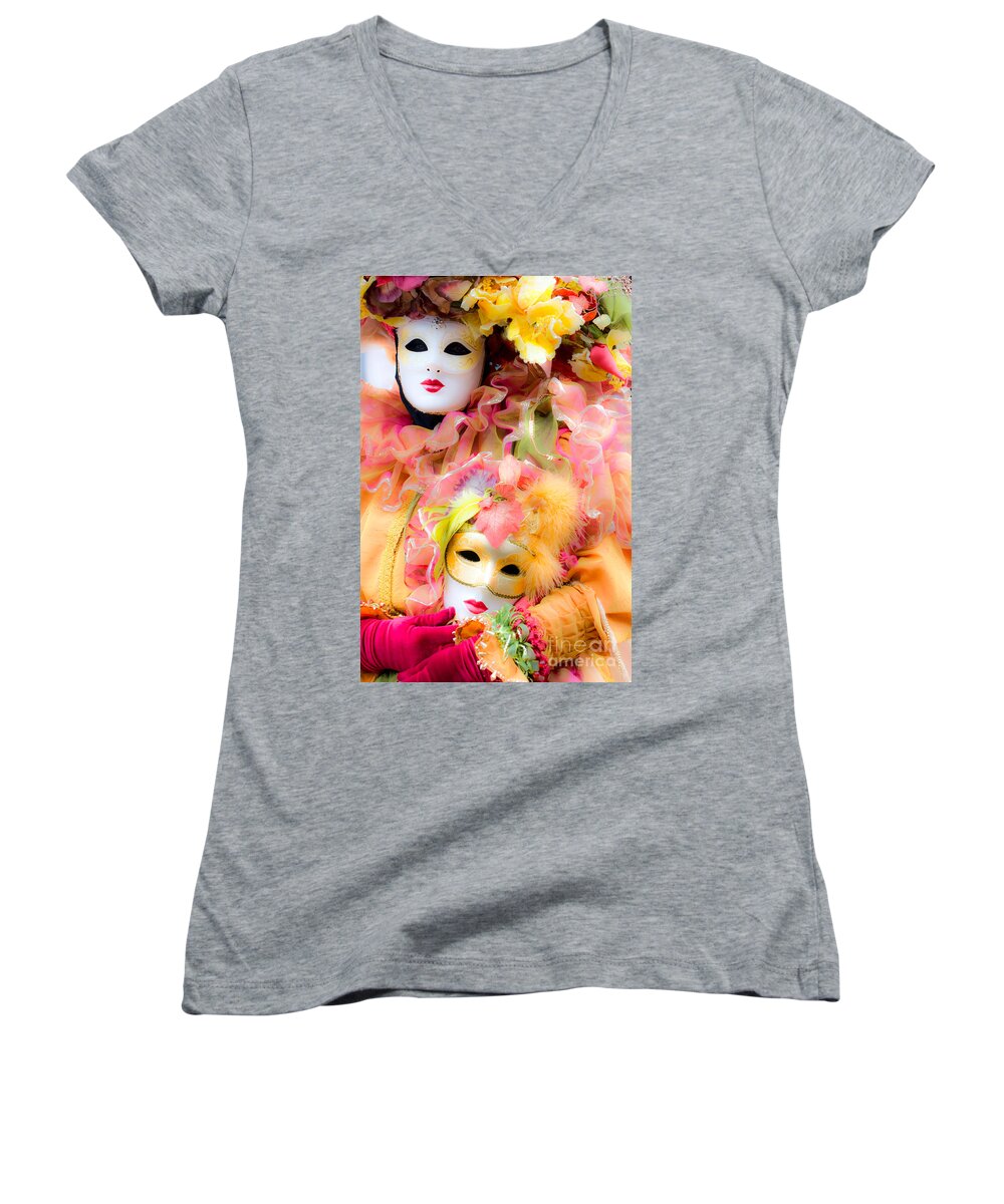 Carnaval Women's V-Neck featuring the photograph Carnival Mask by Luciano Mortula