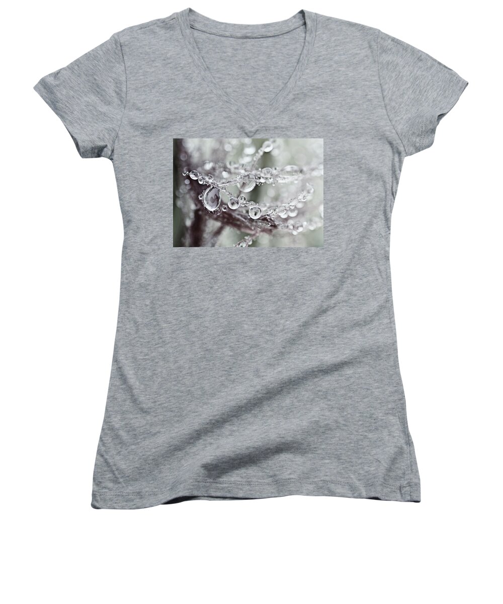 Water Drops Women's V-Neck featuring the photograph Corned Jewels by Sue Capuano