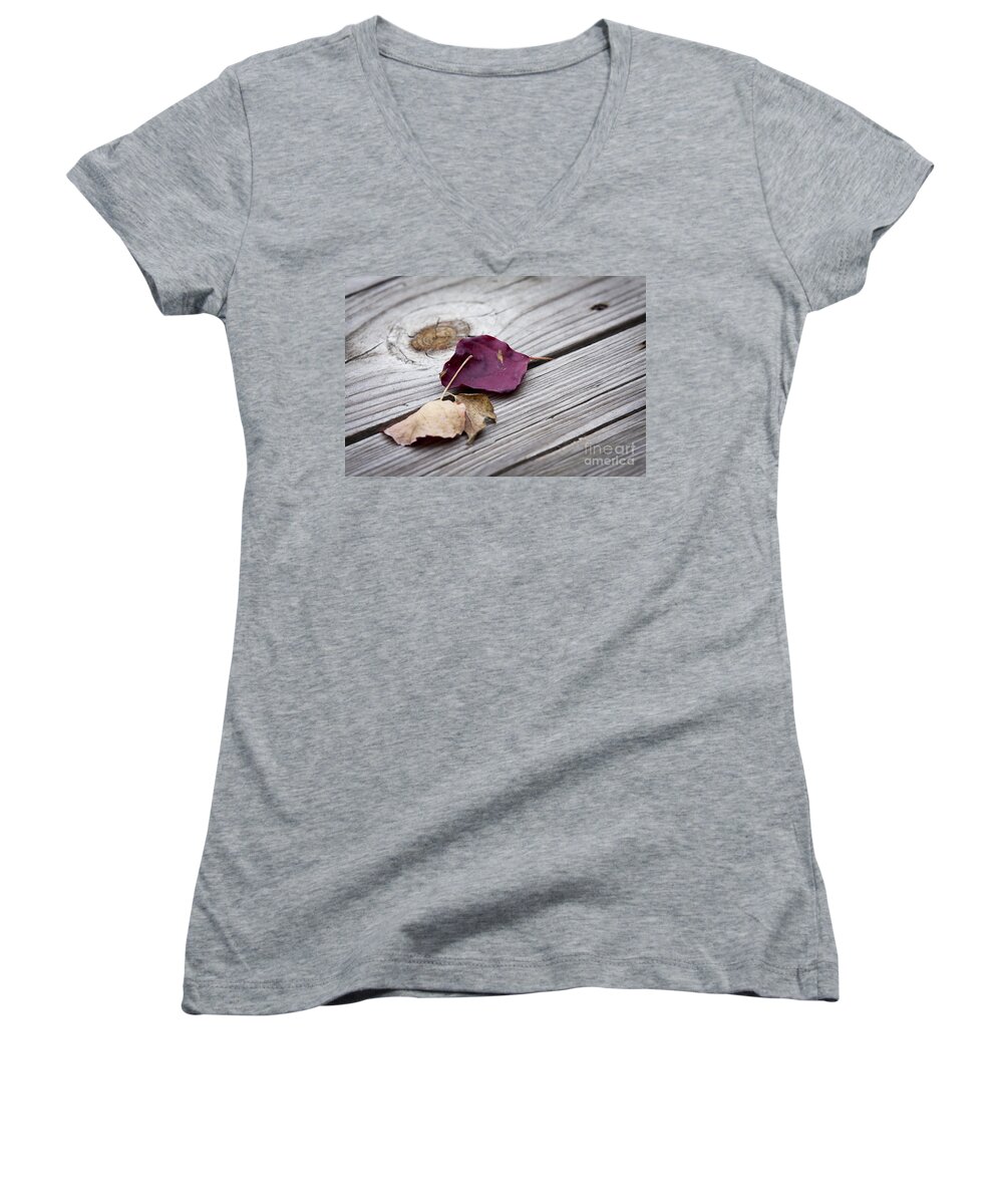 Leaves Women's V-Neck featuring the photograph Dead Leaves by Olivier Steiner