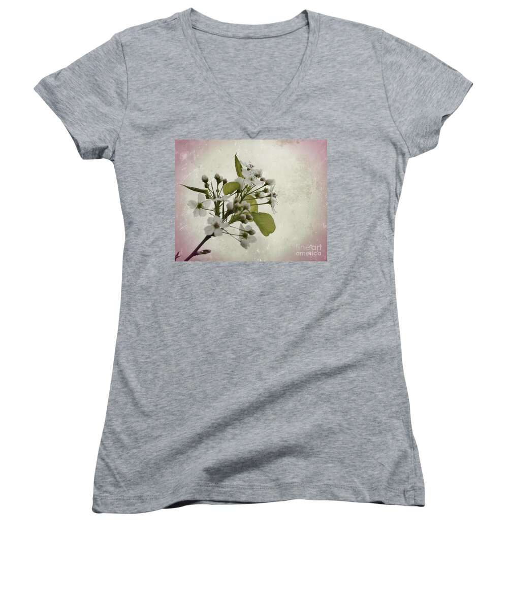 Pink Women's V-Neck featuring the photograph Etched in Love by Traci Cottingham