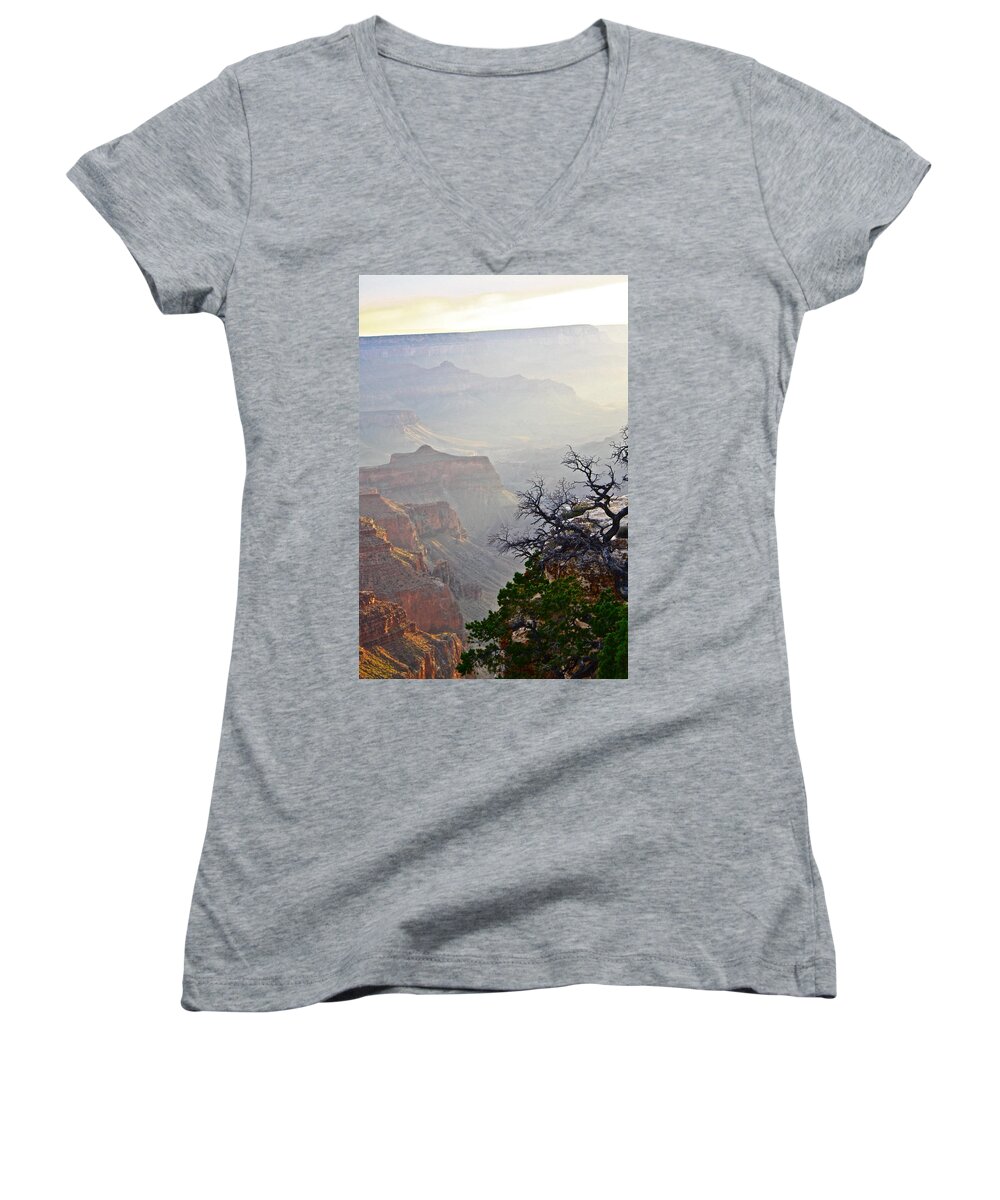 Grand Canyon Women's V-Neck featuring the photograph Evening Light by Diana Hatcher