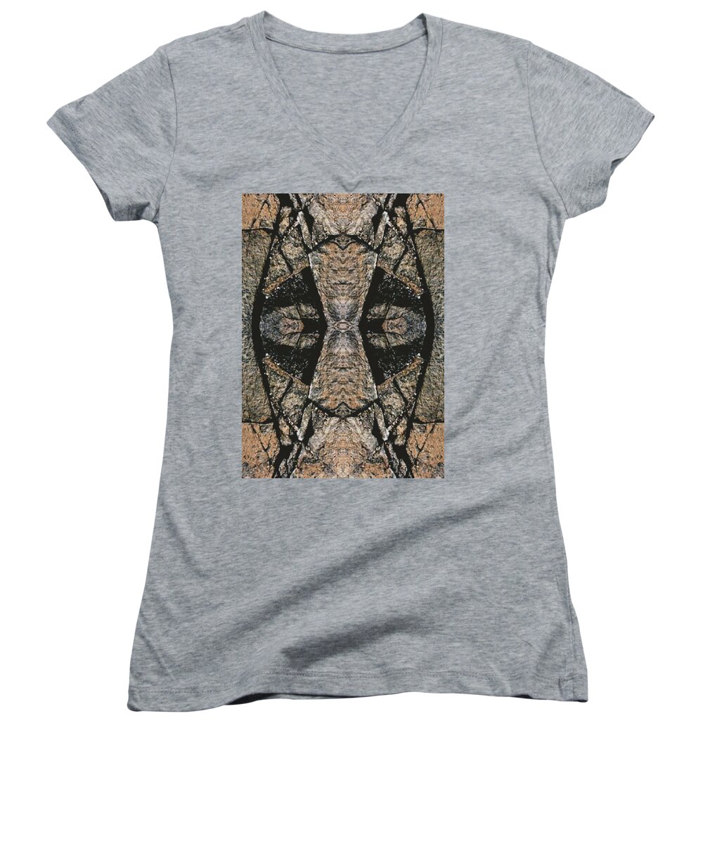 Rocks Women's V-Neck featuring the photograph Face Within Face Wells Rock by Nancy Griswold