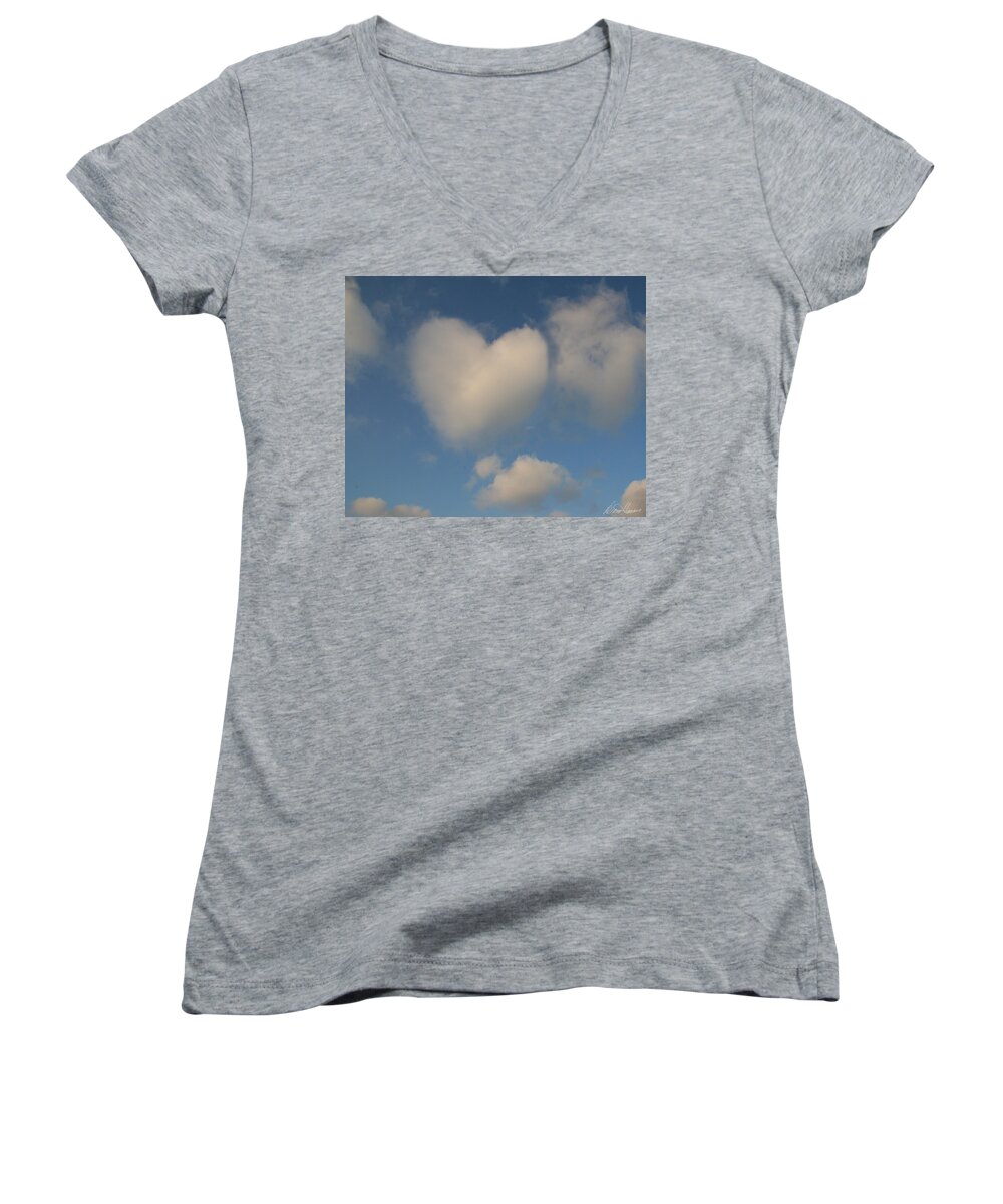 Sky Women's V-Neck featuring the photograph Heart in the Clouds by Diana Haronis
