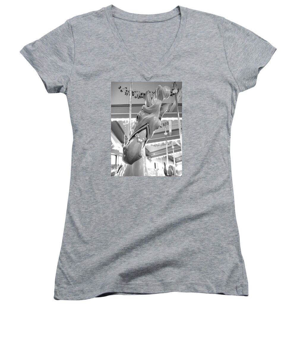 black And White Women's V-Neck featuring the photograph Hello by Barbara McDevitt