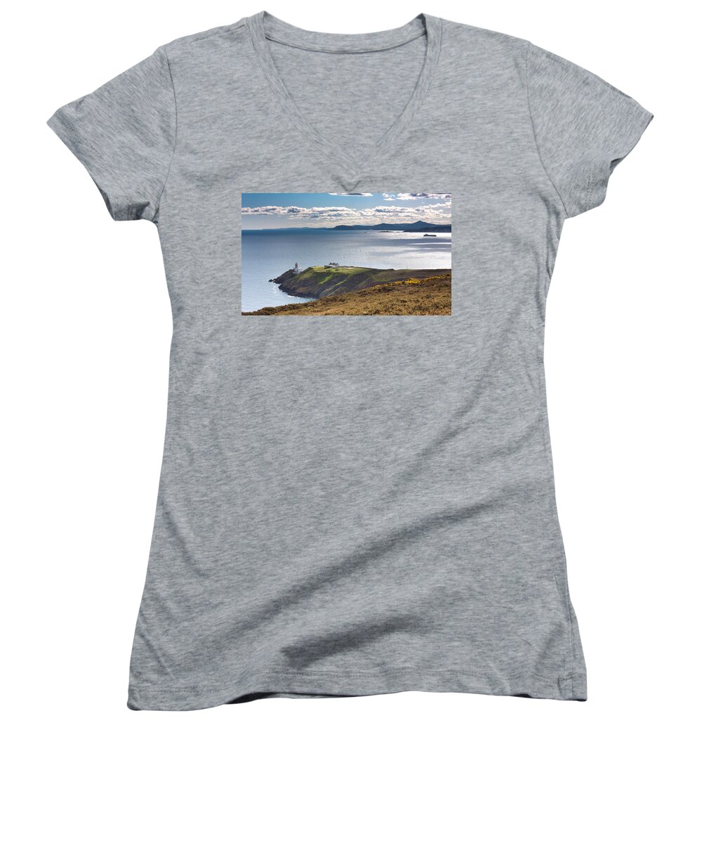 Flowers Women's V-Neck featuring the photograph Howth and Dublin Bay by Semmick Photo