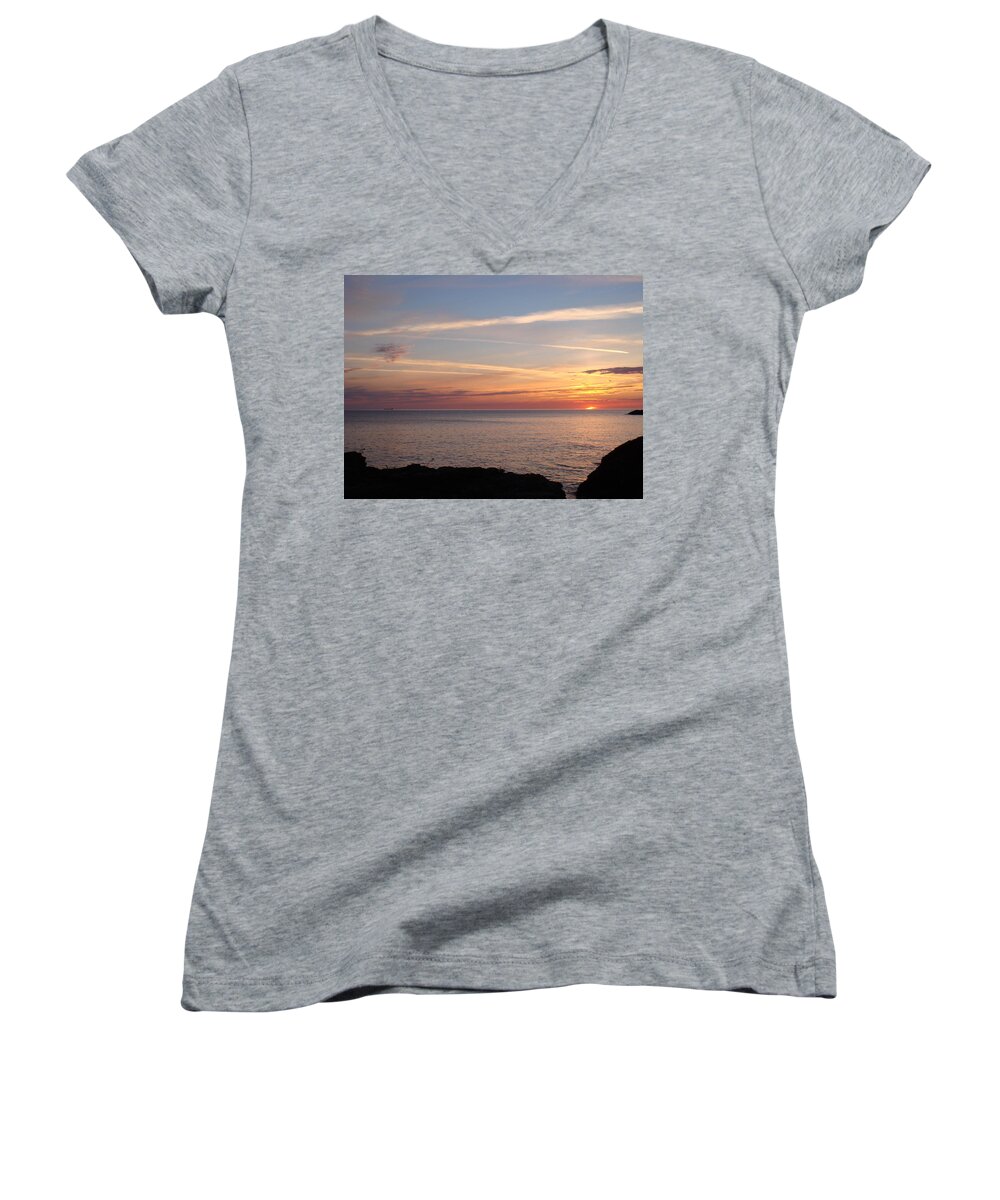 Freighter Women's V-Neck featuring the photograph Lone Freighter on UP by Bonfire Photography