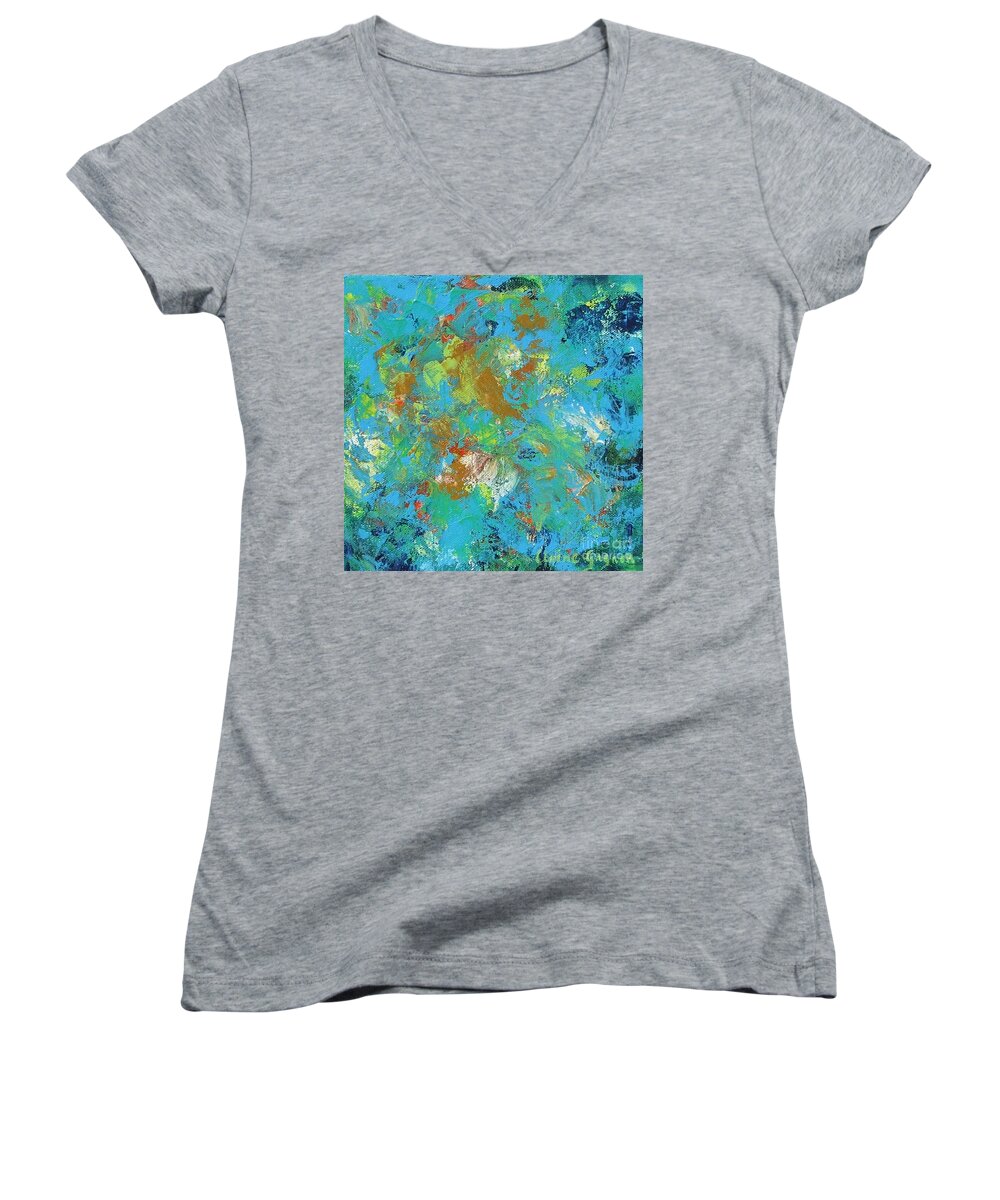 Abstract Women's V-Neck featuring the painting Magical by Claire Gagnon