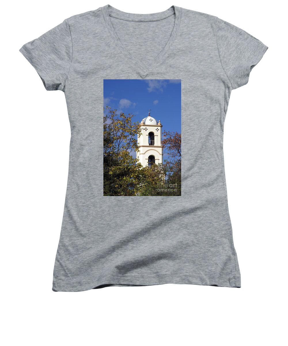 Architecture Women's V-Neck featuring the photograph Ojai Tower by Henrik Lehnerer