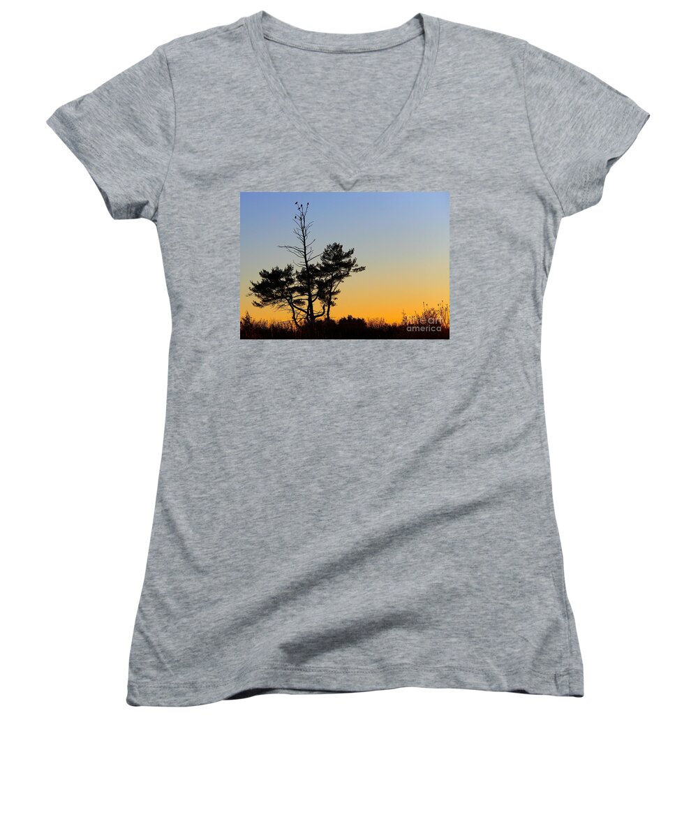 Tree Women's V-Neck featuring the photograph Out on a Limb by Davandra Cribbie