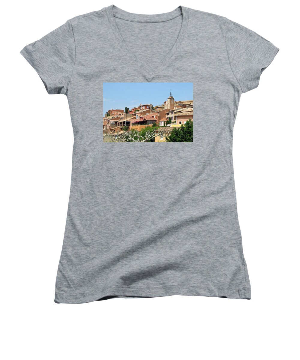 Roussillon Women's V-Neck featuring the photograph Roussillon in Provence by Carla Parris