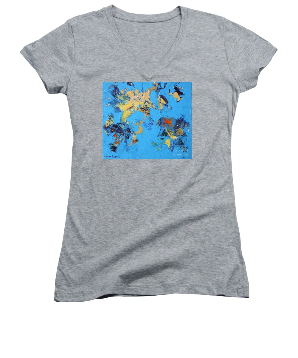 Abstract Women's V-Neck featuring the painting Sky by Claire Gagnon