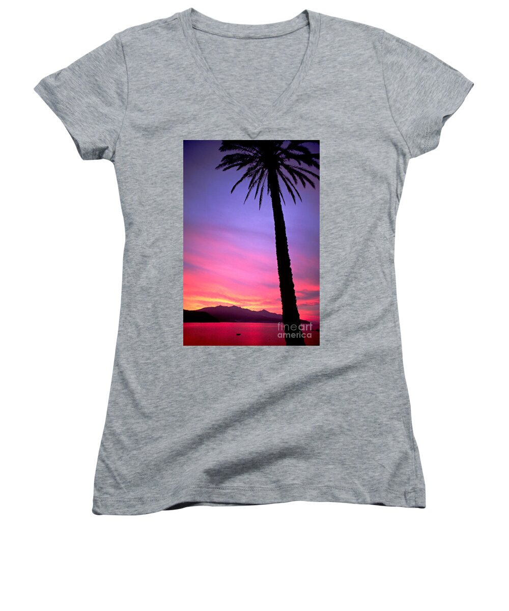 Afterglow Women's V-Neck featuring the photograph Sunset by Luciano Mortula