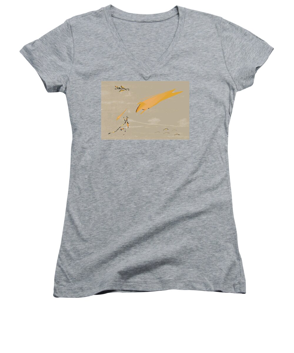 Cave Women's V-Neck featuring the painting The Beast Afoot by Kevin McLaughlin