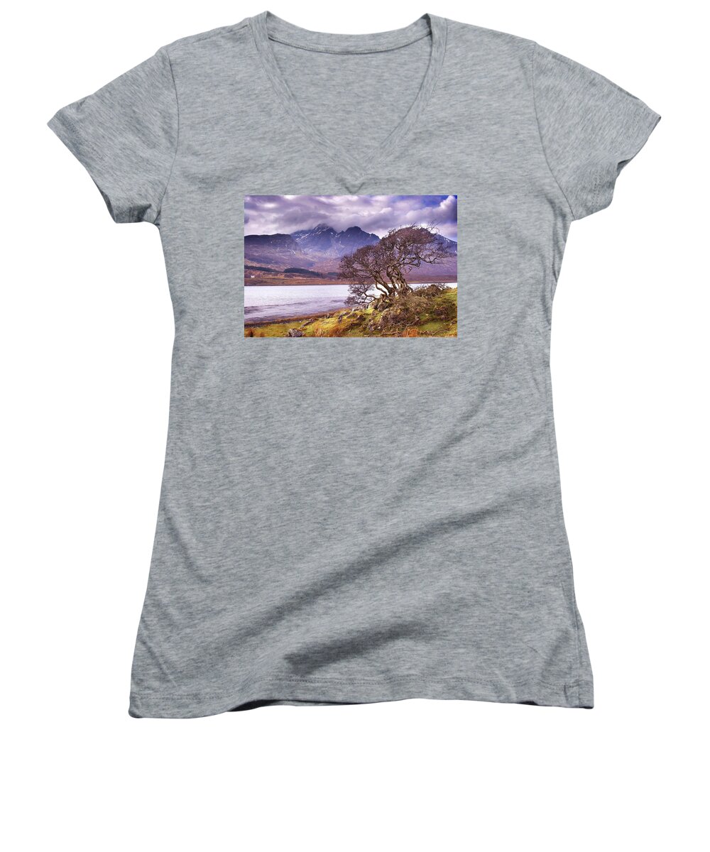 Cuillins Women's V-Neck featuring the photograph The Cuillins Skye by Joe Macrae