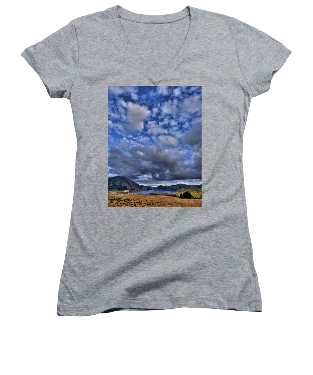 Twitchell Reservoir Women's V-Neck featuring the photograph Twitchell Reservoir by Beth Sargent