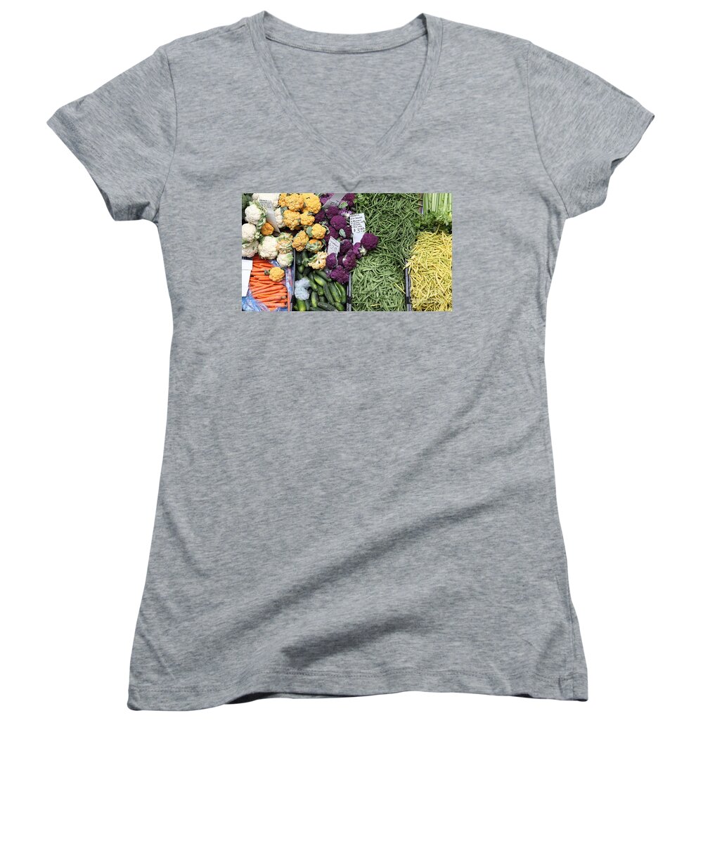 Cauliflower Women's V-Neck featuring the photograph Variety of Fresh Vegetables - 5D17900-long by Wingsdomain Art and Photography