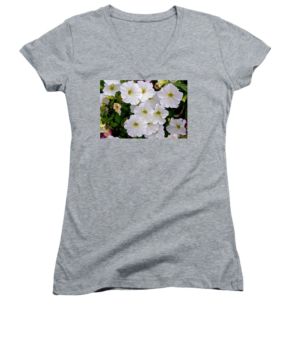 Flowers Women's V-Neck featuring the photograph White Flowers by David Freuthal
