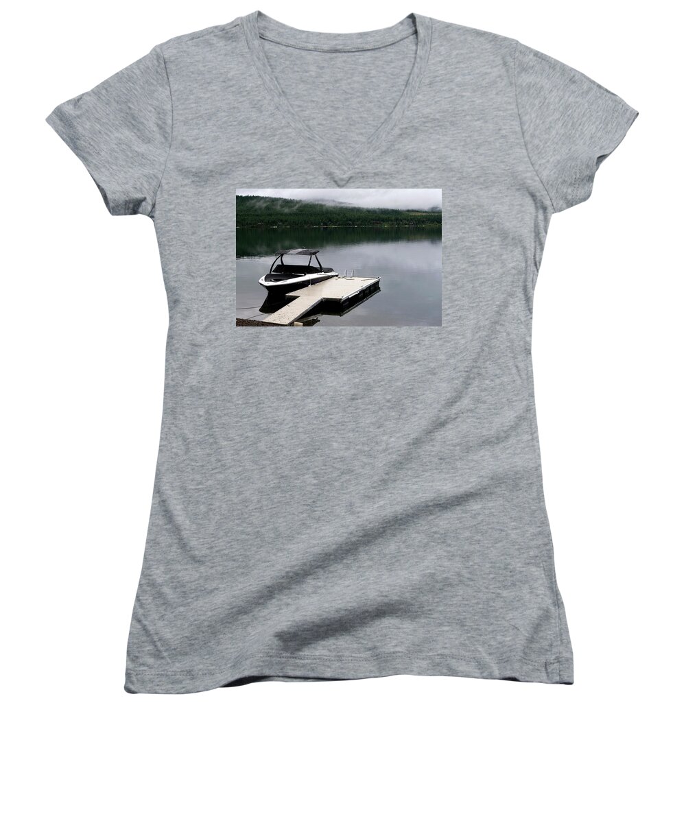 Montana Women's V-Neck featuring the photograph Whitefish Morning by Lorraine Devon Wilke