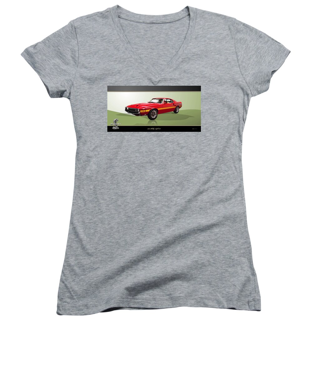 Wheels Of Fortune By Serge Averbukh Women's V-Neck featuring the photograph 1969 Shelby v8 GT350 by Serge Averbukh