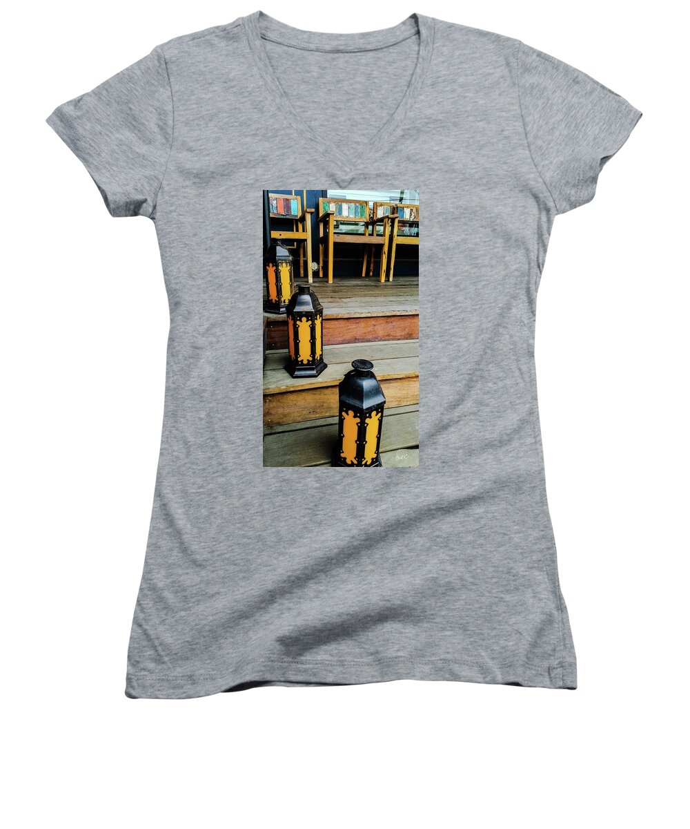 Bookstore Women's V-Neck featuring the photograph A wonderful place to sit and read #1 by Bruce Carpenter