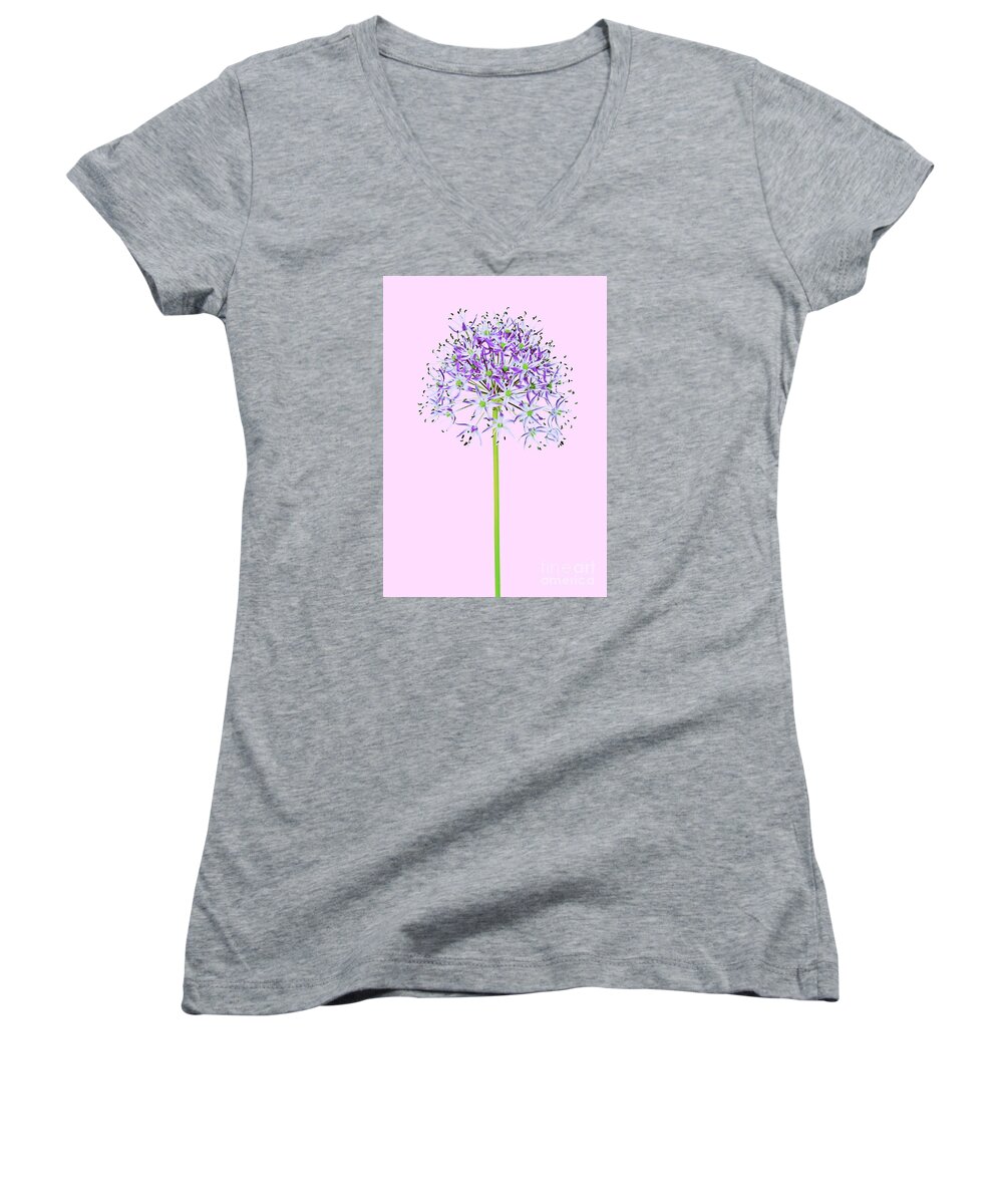 Flowers Flowers Women's V-Neck featuring the photograph Allium #1 by Tony Cordoza