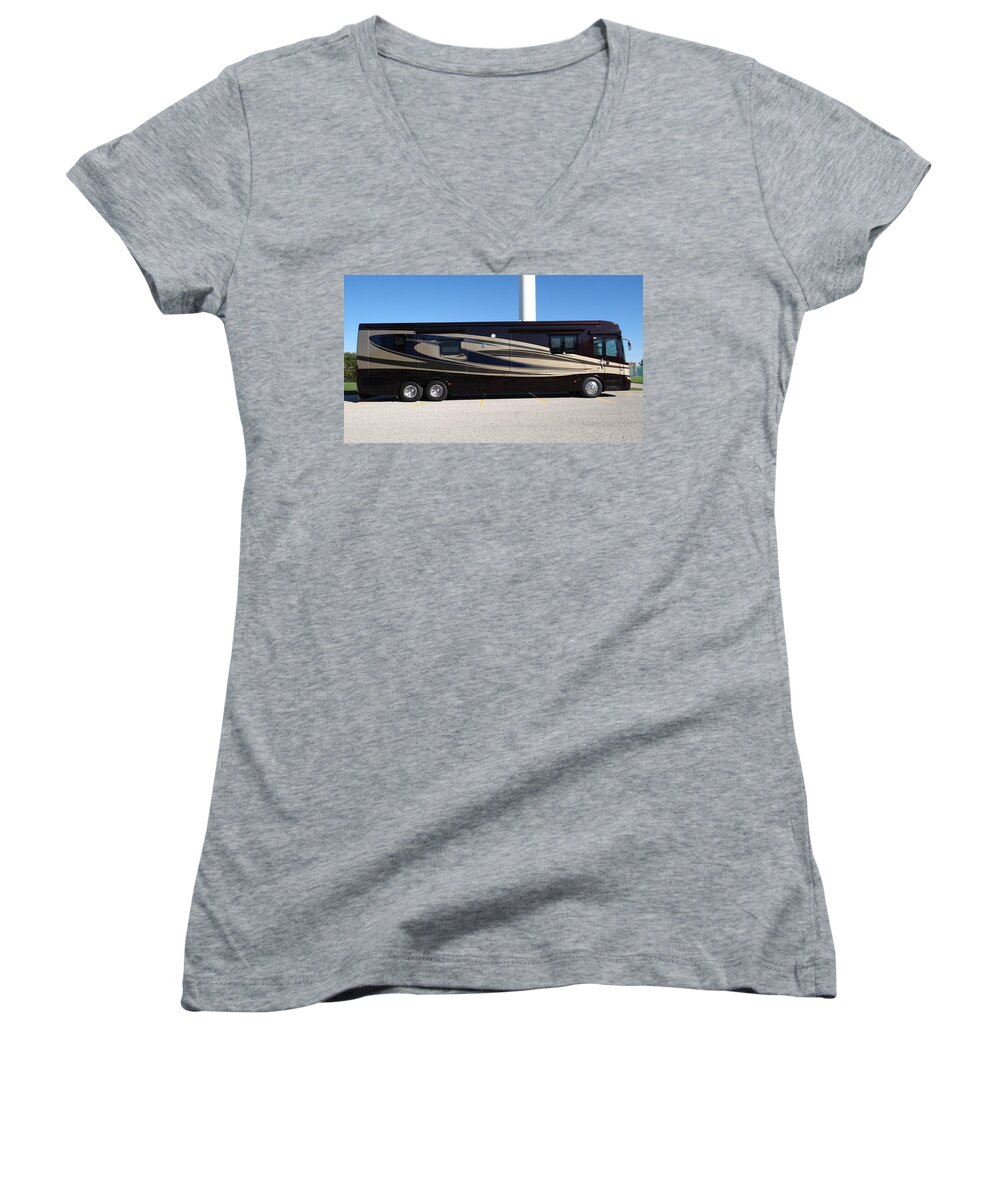 Bus Women's V-Neck featuring the photograph Bus #1 by Jackie Russo