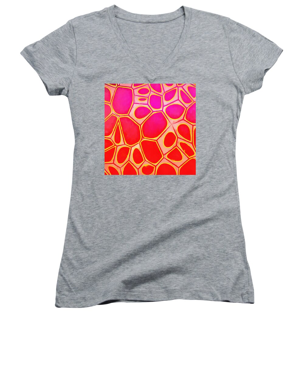 Painting Women's V-Neck featuring the painting Cells Abstract Three #1 by Edward Fielding