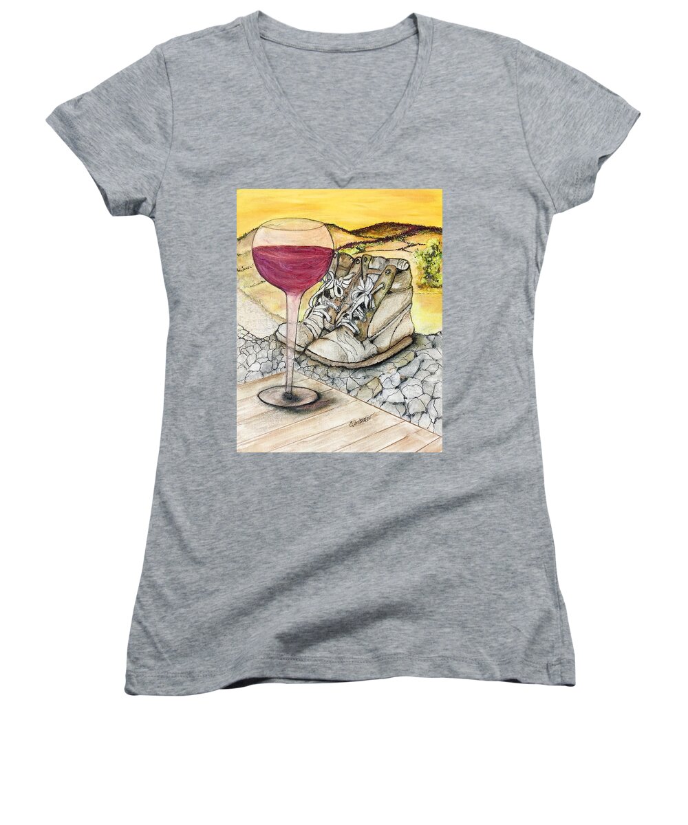 Still Life Women's V-Neck featuring the painting End of the day by Chuck Gebhardt