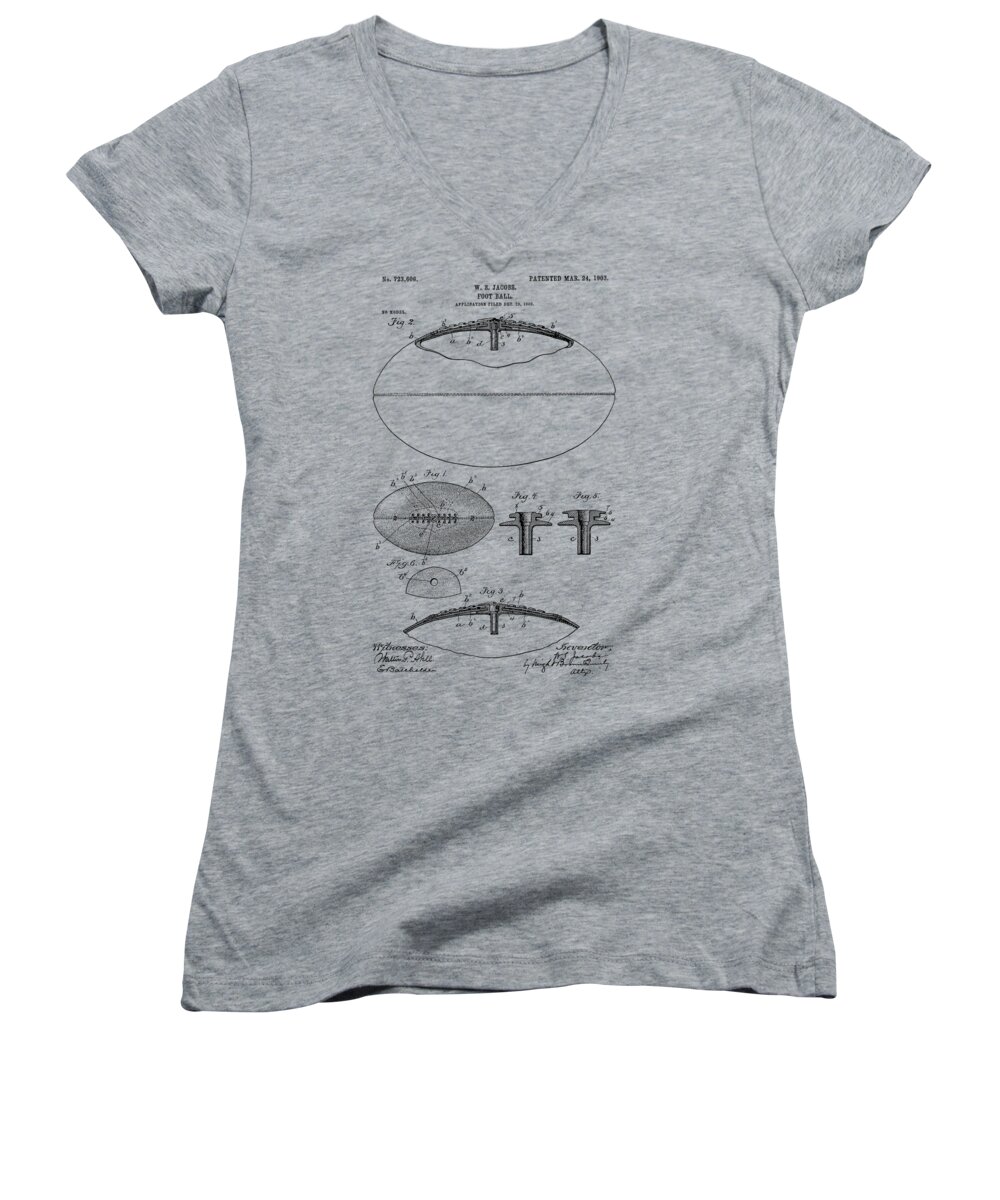 American Football Women's V-Neck featuring the photograph Football Patent Drawing From 1903 #2 by Chris Smith
