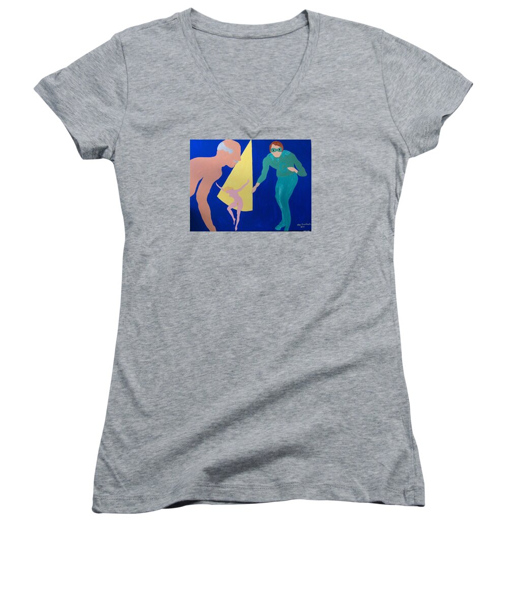 Marriage Counselor Women's V-Neck featuring the painting Counselor by Erika Jean Chamberlin