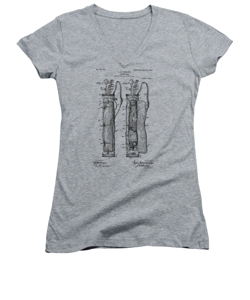 Golf Women's V-Neck featuring the photograph Golf Bag Patent 1905 #2 by Chris Smith