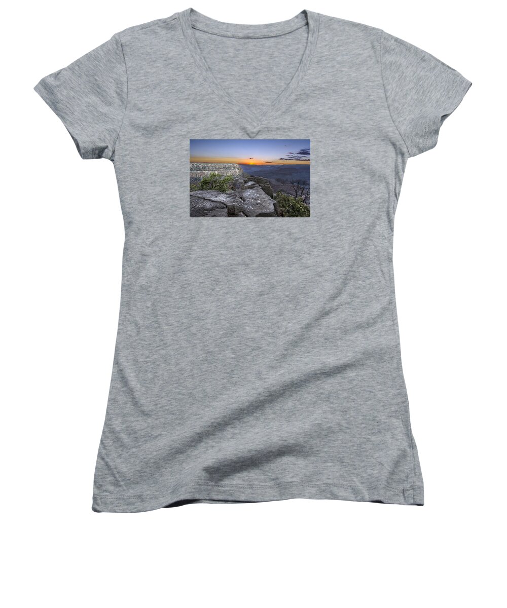Scenic Women's V-Neck featuring the photograph Grand Canyon Sunset #1 by William Bitman