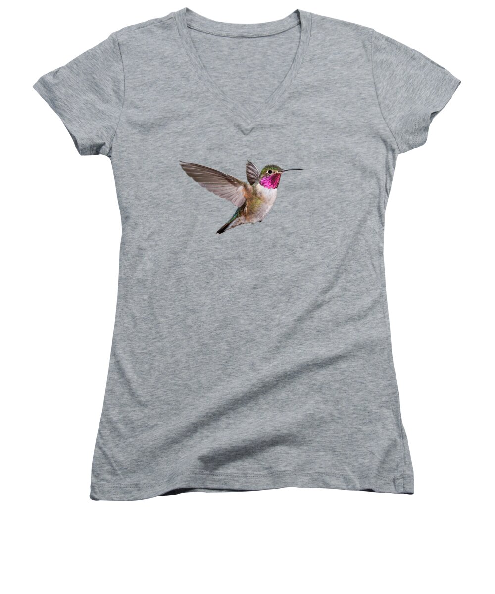 Hummingbird Women's V-Neck featuring the painting Hummer all items by Herb Strobino