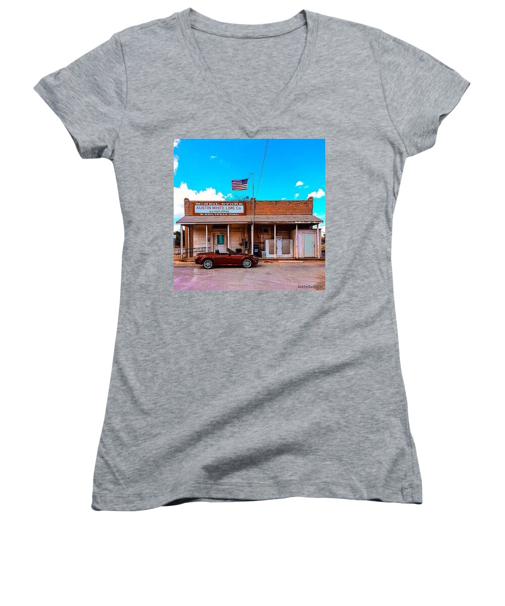 Urban Women's V-Neck featuring the photograph I Live In The 11th Most Populated City #1 by Austin Tuxedo Cat