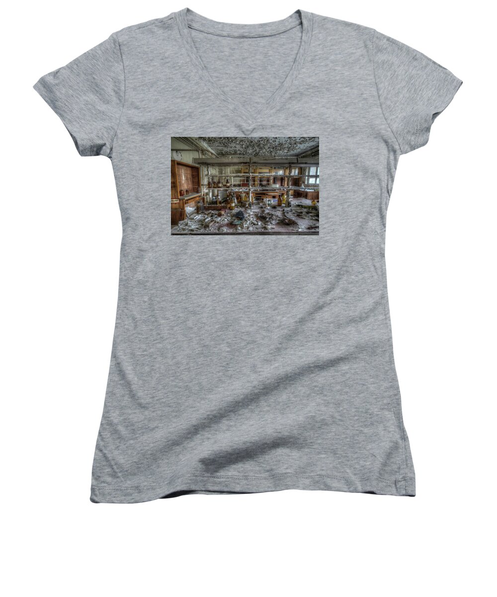 Urbex Women's V-Neck featuring the digital art Lab 1 #1 by Nathan Wright