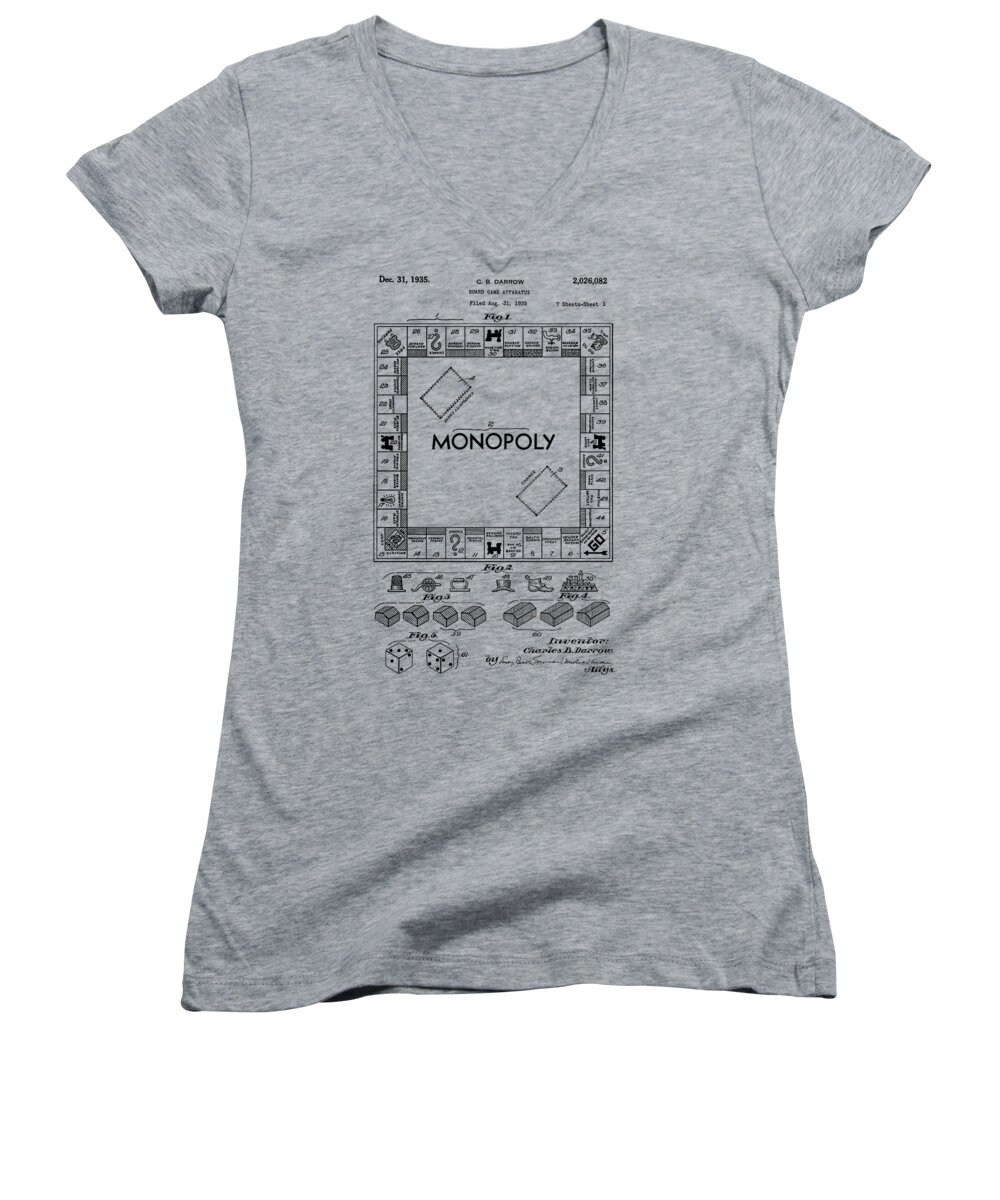 Monopoly Women's V-Neck featuring the photograph Monopoly Patent 1935 #2 by Chris Smith