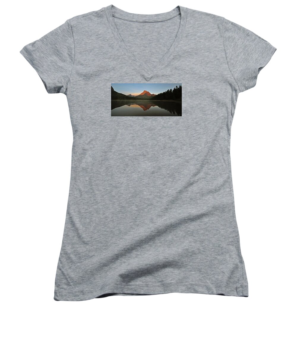 Mountain Women's V-Neck featuring the photograph Mount Wilbur, Glacier National Park #1 by Jedediah Hohf