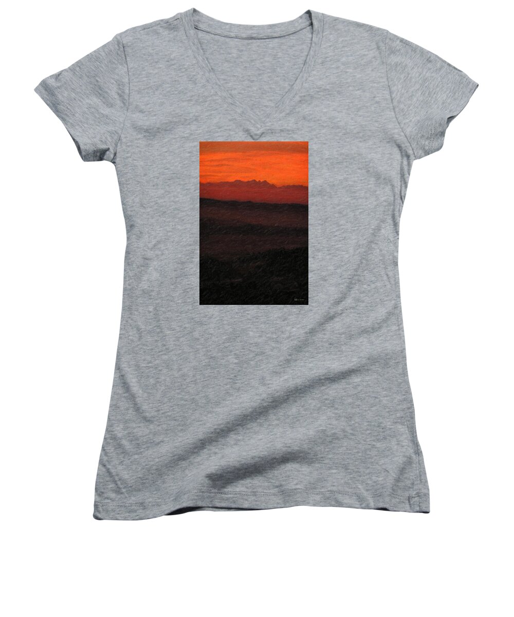 not Quite Rothko Collection By Serge Averbukh Women's V-Neck featuring the photograph Not quite Rothko - Blood Red Skies #1 by Serge Averbukh